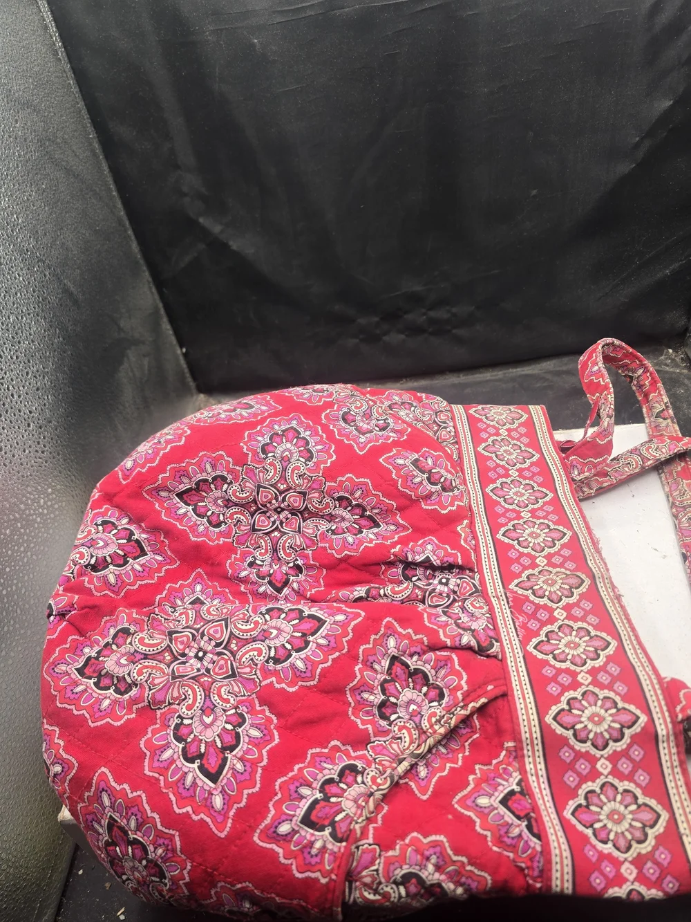 Quilted Floral Tote Bag in Red